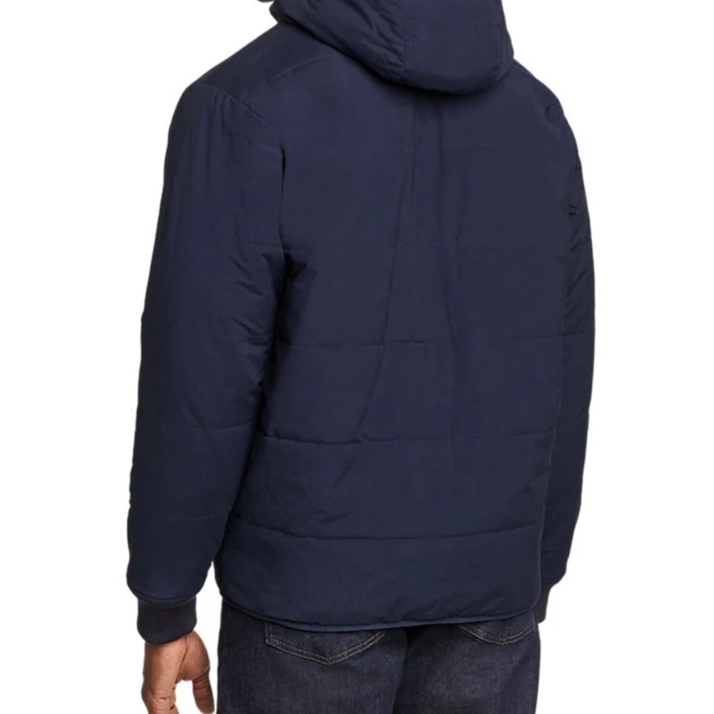 Eddie Bauer Blue Puffer Jacket with Hood and Quilted Design